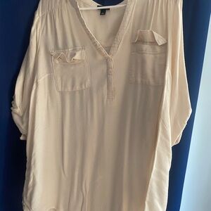 Torrid Cream Blouse with Front Pockets